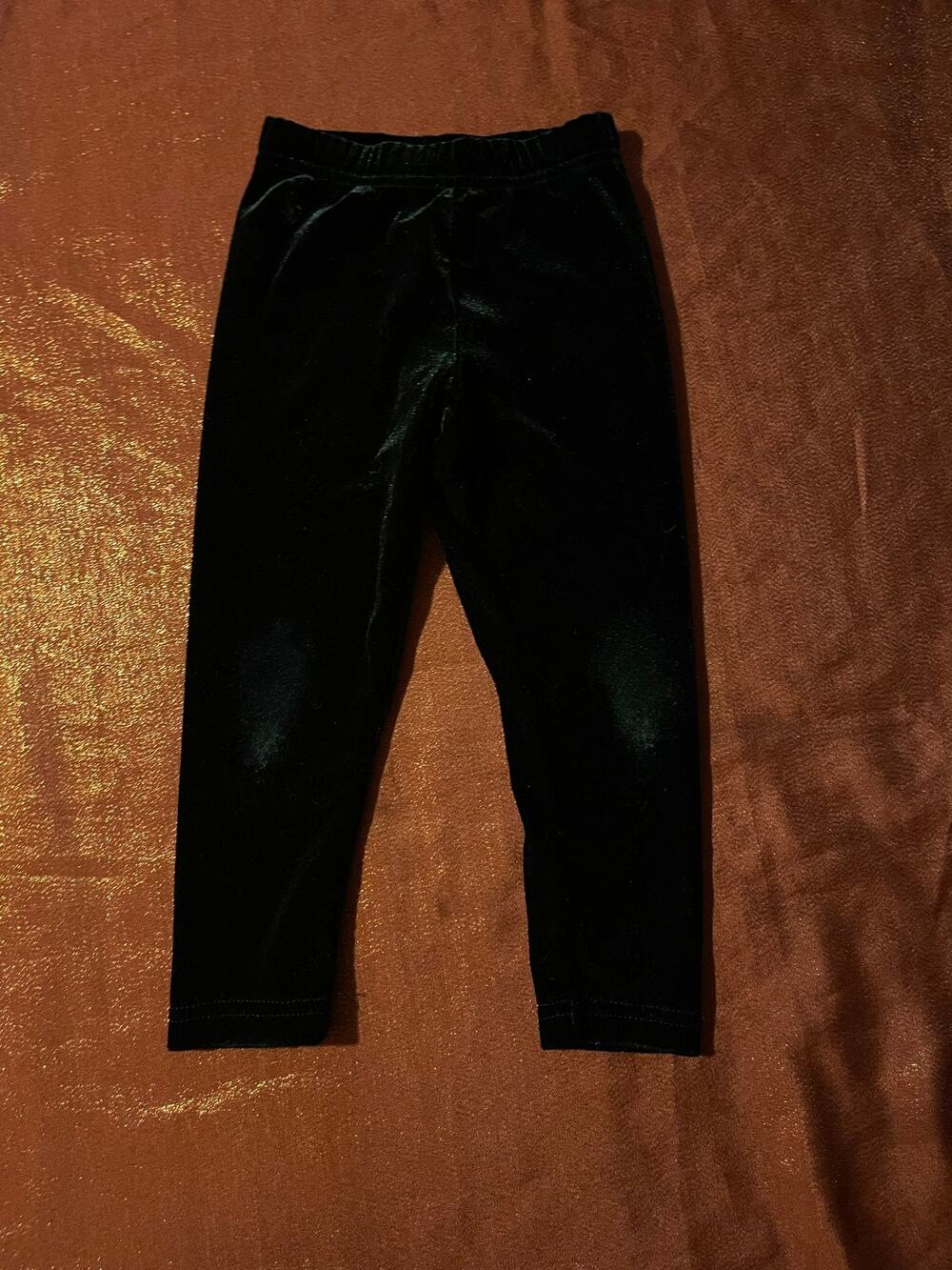 Polo Ralph Lauren Leggings Girls 3 Black Velvet Stretch Elastic Waist